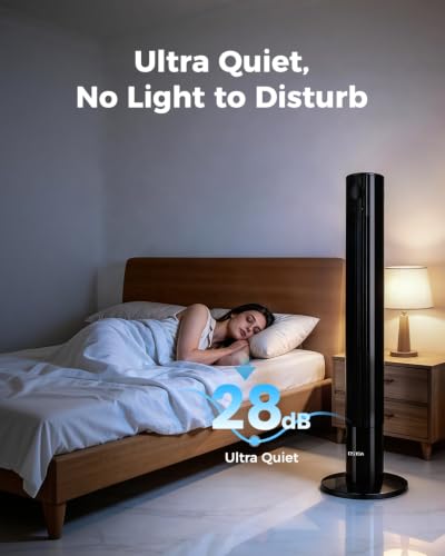 43-Inch Tower Fan with Remote, 85° Oscillation, 12H Timer for Bedroom