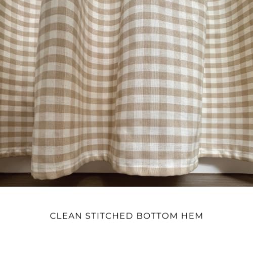 Farmhouse Gingham Shower Curtain with Tassels - 72x72 Inches, Black & White
