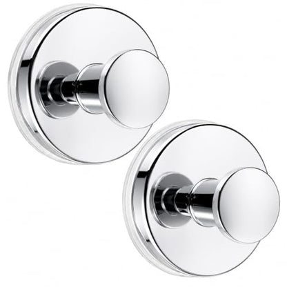 2 Pack Chrome Suction Cup Shower Hooks No Drill Bathroom Towel Robe Hooks
