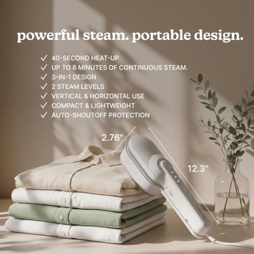 Portable Garment Steamer with Iron Function - Travel Clothes Steamer and Press