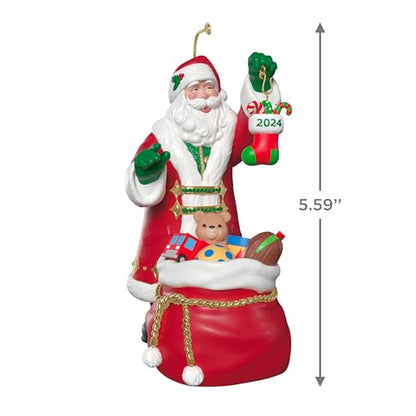 Hallmark Keepsake Christmas Ornament 2024 - Santa with Toys & Stocking - Holiday Decor