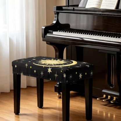 Sun and Moon Piano Bench Cushion Cover - Small, Breathable & Elastic