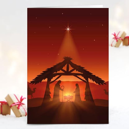 Religious Christmas Cards with Envelopes Pack of 20 Nativity Scene Holiday Greeting Cards