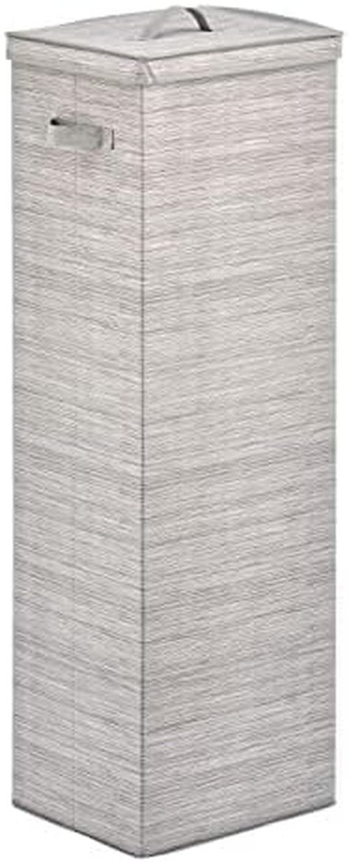 mDesign Gift-Wrapping Paper Storage Box - Tall Organizer with Handles & Removable Lid | Stripe, Taupe/Tan