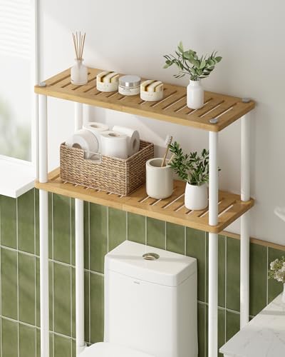 LiSHELF 2-Tier Over The Toilet Storage Shelf Bathroom Organizer Rack White