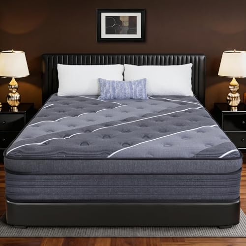 Full 12 Inch Hybrid Mattress with Gel Memory Foam & Pocket Coils - Hotel Style Luxury, Medium Firm