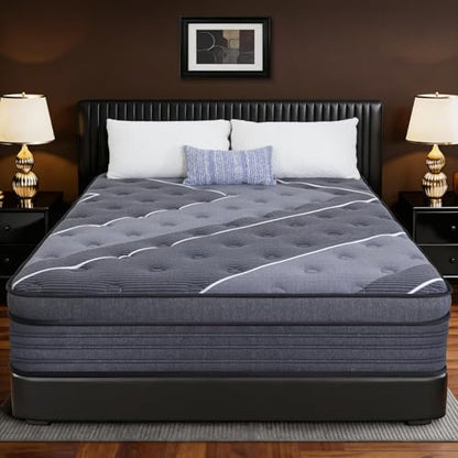Full 12 Inch Hybrid Mattress with Gel Memory Foam & Pocket Coils - Hotel Style Luxury, Medium Firm