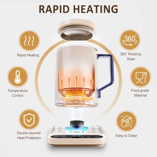 Beige Electric Coffee Mug Warmer 400ml 300W Rapid Water Boiler with Digital Temp Control
