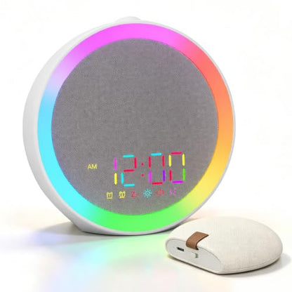 Heavy Sleepers Alarm Clock with Vibrating Bed Shaker, 10-Color Night Light, Dual Alarm, USB Charging