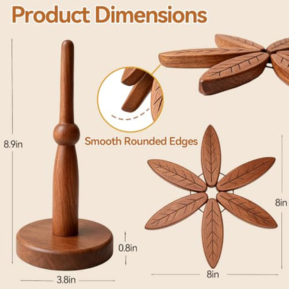 Brown Wooden Christmas Tree Trivet Set - Stackable Hot Dish Protectors