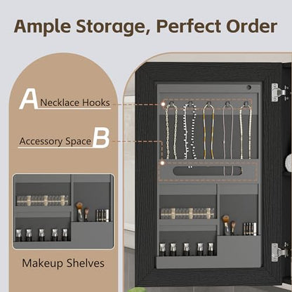 Bathroom Medicine Cabinet with Mirror and LED Lights, 29x28 Black - Wall-Mounted Vanity Storage