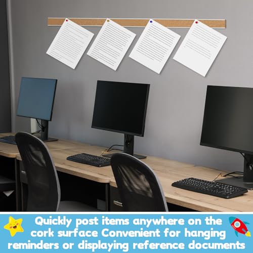 60 Inch Cork Bulletin Board Strips Aluminum Frame Set of 10 - Office & Home Use