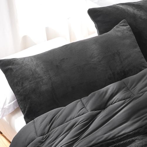 King Coma-Holic Coma Inducer Pillow Sham Set - Black, Plush Honeycomb