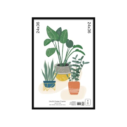 24x36 Black Wall Photo Frame – Flat Profile Picture Frame for Posters and Art Prints