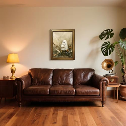 Halloween Ghost Bathroom Wall Art with Vintage Gold Frame - 8x10 Inch