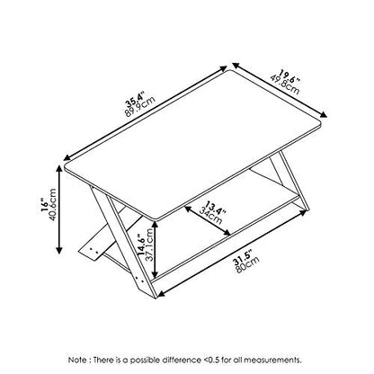 Furinno Modern Coffee Table with X-Legs, 35.4-Inch Grey Oak
