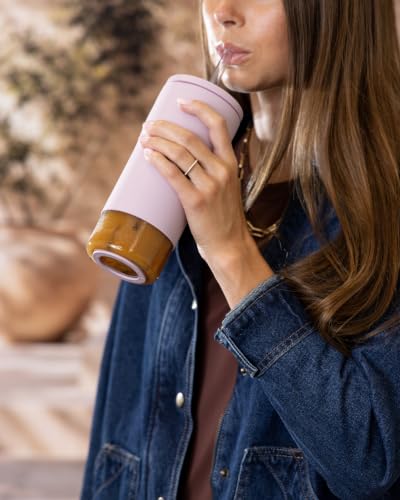 Simple Modern Glass Iced Coffee Cup with Straw Lid - 20oz Beige - Almond Birch Variation
