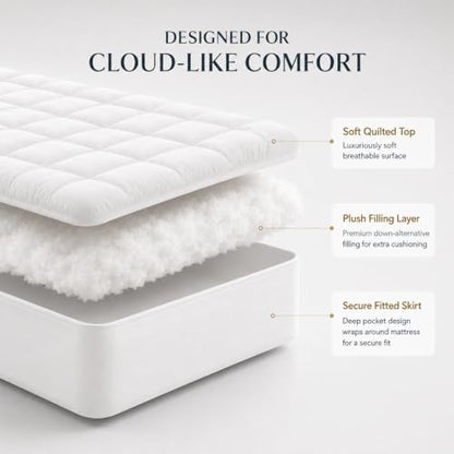 Westmonth Cloud Topper Mattress Topper 1000 GSM King - Soft & Breathable