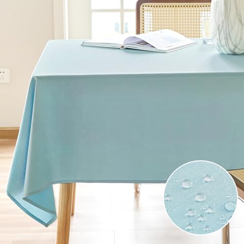 AUSSPVOCT Textured Tablecloth Round 60 Inch Waterproof Spill-Proof Wipeable Table Cloth Wrinkle Free Circle Dining Table Cover for Birthday Farmhouse Outdoor Party Tablecloths up to 44'' Dia Tables