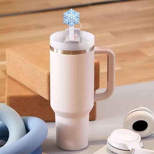 Christmas Straw Toppers 6Pcs Snowflake Straw Covers Reusable Drinking Straw Cover Caps Xmas Straw Topper Cute Design Snow Straw Tips Lids 10mm Christmas Straw Cover Set, Stanley Cup Accessories
