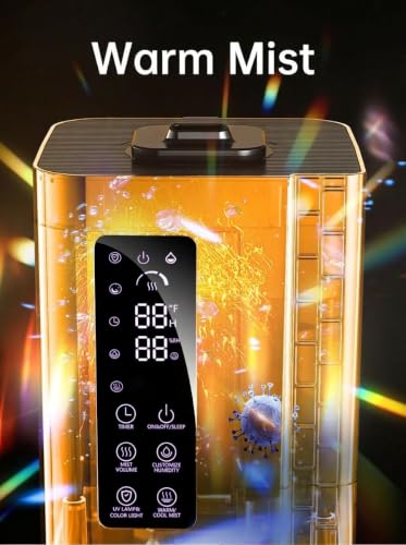 Let'me Black Large Room Humidifier 2.64Gal with Warm & Cool Mist, 3 Modes, 24H Timer