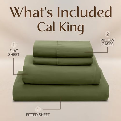 Utopia Bedding California King Size Sheet Set – 4 Piece Bed Sheets, Soft and Breathable Microfiber, Includes 1 Fitted Sheet, 1 Flat Sheet and 2 Pillowcases – Oeko Tex (Olive)