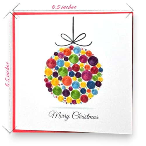 Colorful Handmade Quilling Christmas Card with Envelope - Holiday Greeting Card