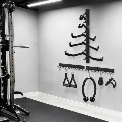Wall Mount Lat Pulldown Bar Storage Rack - Heavy Duty Steel Gym Organizer