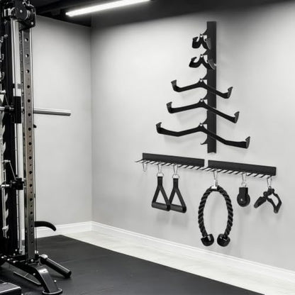 Wall Mount Lat Pulldown Bar Storage Rack - Heavy Duty Steel Gym Organizer