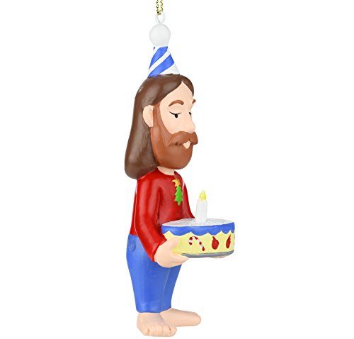 Funny Jesus Christmas Ornament - Hand-Painted Holiday Decor, 3.5 Inches