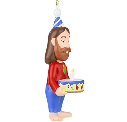 Funny Jesus Christmas Ornament - Hand-Painted Holiday Decor, 3.5 Inches