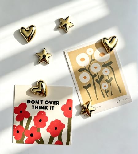 Gold Heart & Star Magnet Set - 20pcs, Office & Kitchen Decor