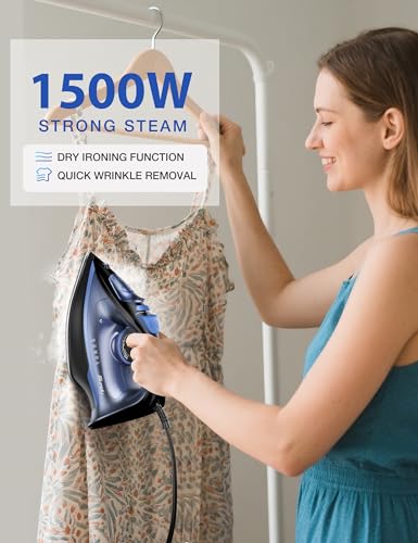 Steam Iron with Ceramic Soleplate 1500W Auto-Off - Blue