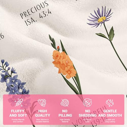 Christian Floral Throw Blanket - Religious Gifts for Women and Girls 40x60
