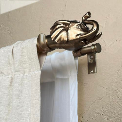 Warm Gold Double Curtain Rod - 36-72 Inch Adjustable Boho Finials