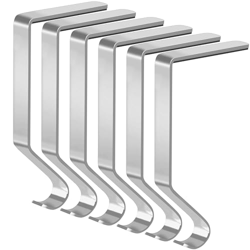 Christmas Stocking Holders Metal-Silver 4 Pack Fireplace Mantel Hangers