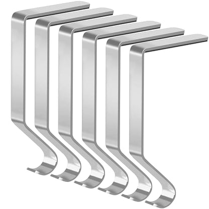 Christmas Stocking Holders Metal-Silver 4 Pack Fireplace Mantel Hangers