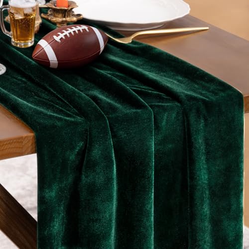 Green Velvet Table Runner Cloth - 20 x 120 Inches, Pack of 4 - Elegant Wedding Party Decor