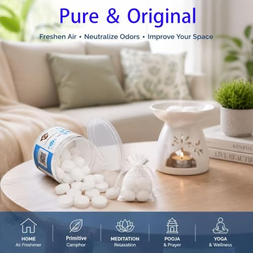 Natural Camphor Balls 70G Pack - Pure Incense, Aromatherapy & Ritual Use