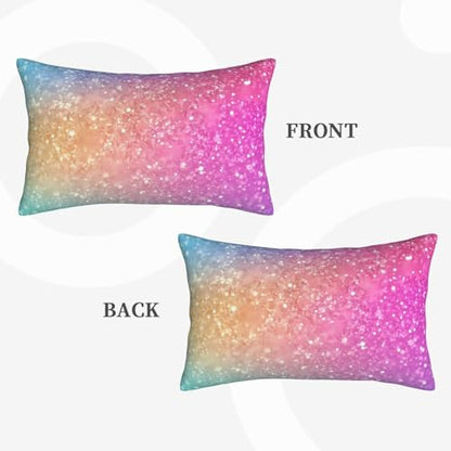 Fun Rainbow Pink Pillow Protectors 14x20inch - Decorative Soft Fleece Cover