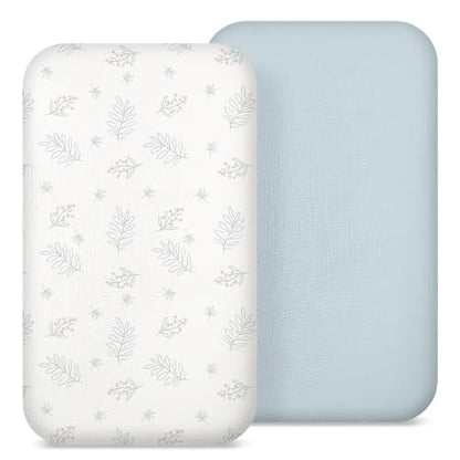 BabyBond Muslin Bassinet Sheet Fitted for Baby Blue – Soft & Breathable 2 Pack