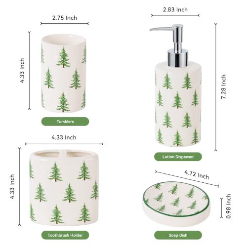 Christmas Bathroom Accessories Set - 4-Piece Ceramic Holiday Bathroom Decor