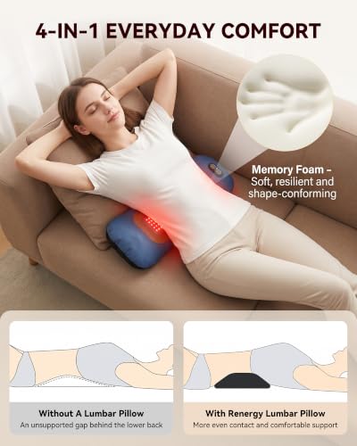 4-in-1 Lumbar Support Pillow with Red Light & Heating - Back Massager