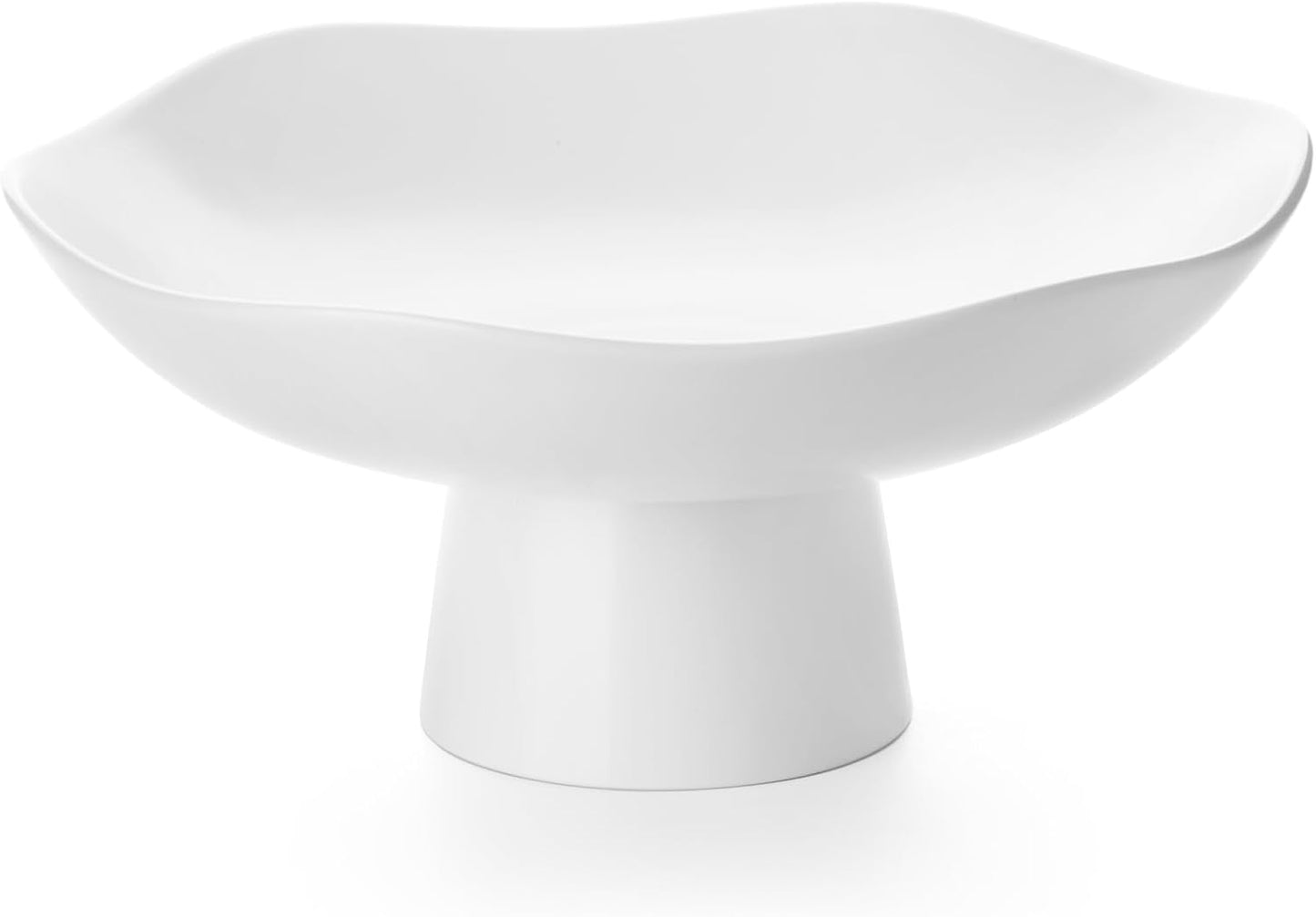 Nucookery Ceramic Fruit Bowl - Modern 10-Inch Decorative Kitchen Counter Stand | Matte White Design