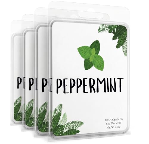 Peppermint Wax Melts Set - 4 Pack, 10oz Scented Wax Cubes for Home Fragrance