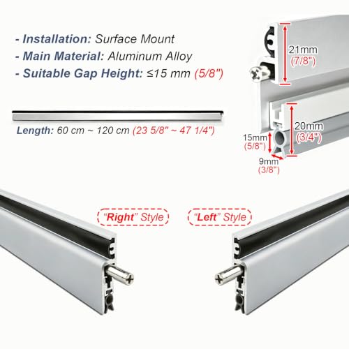 Self-Adjusting Aluminum Door Sweeper 31in/78.7cm Right Side Automatic Seal