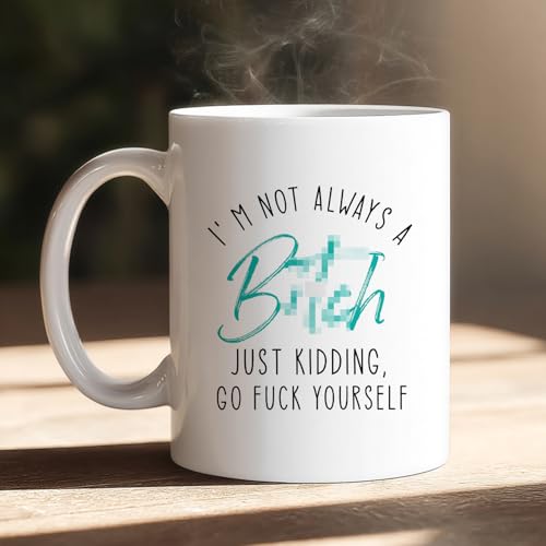 Funny Swear Word Mug - Hidden Secret Coffee Cup with Whit-Aqua Blue Variation