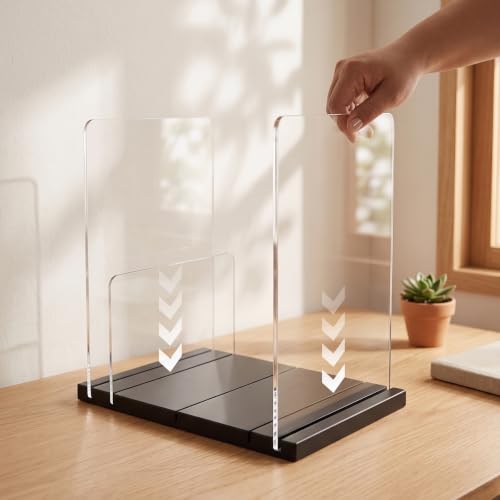 Wood Magazine Holders with Acrylic Dividers - Space-Saving Desk Organizer
