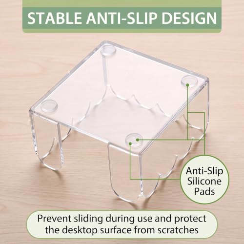 Scalloped Acrylic Sticky Note Holder - Square B, 3x3 Inch Desk Organizer