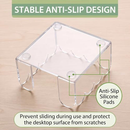 Scalloped Acrylic Sticky Note Holder - Square B, 3x3 Inch Desk Organizer